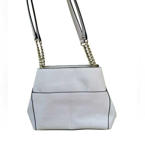 Karl Lagerfeld Cream & Gold Shoulder Bag Agyness Design Triple Compartment EUC - Picture 8 of 15